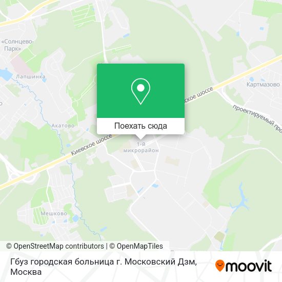 Карта Гбуз городская больница г. Московский Дзм