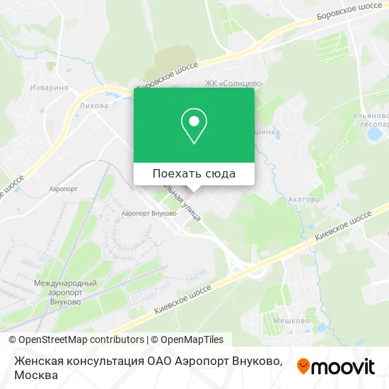 Карта Женская консультация ОАО Аэропорт Внуково