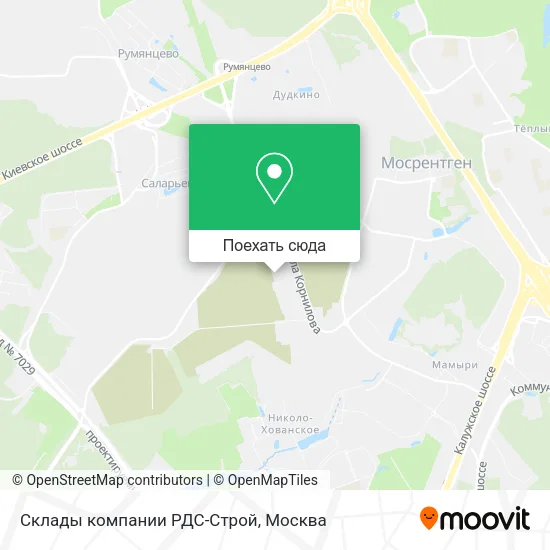 Карта Склады компании РДС-Строй