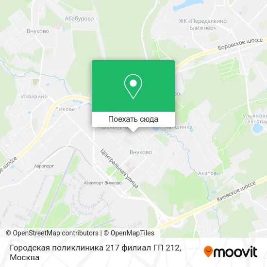 Карта Городская поликлиника 217 филиал ГП 212