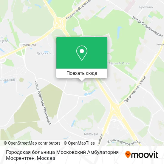 Карта Городская больница Московский Амбулатория Мосрентген