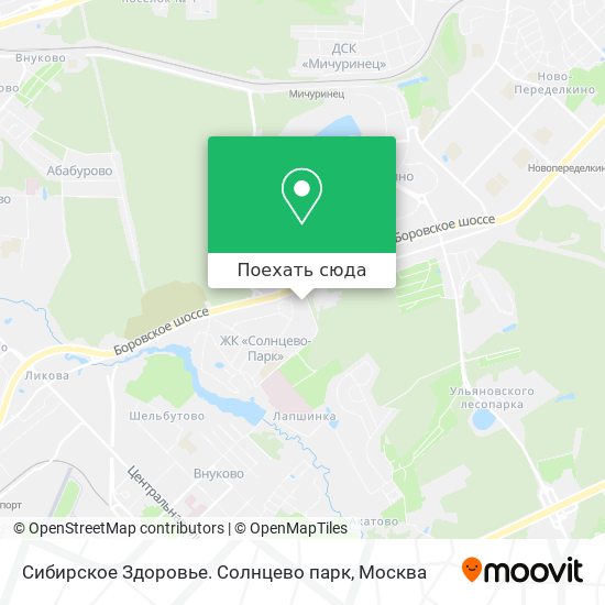 Карта Сибирское Здоровье. Солнцево парк