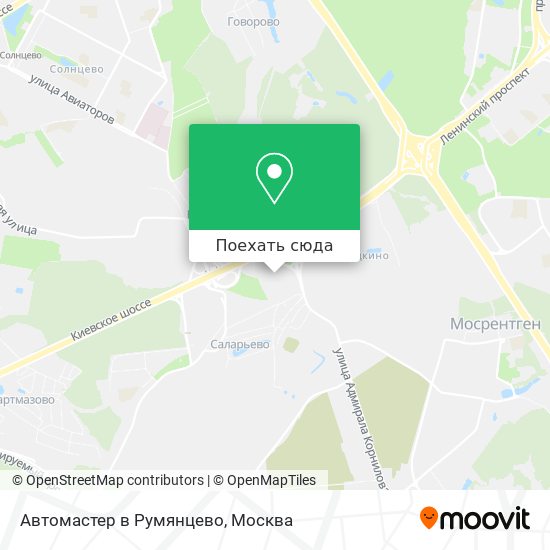 Карта Автомастер в Румянцево