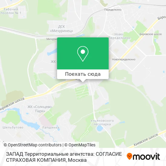 Карта ЗАПАД Территориальные агентства: СОГЛАСИЕ СТРАХОВАЯ КОМПАНИЯ