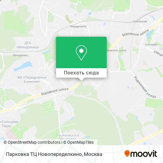 Карта Парковка ТЦ Новопеределкино