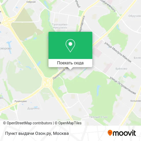 Карта Пункт выдачи Озон.ру