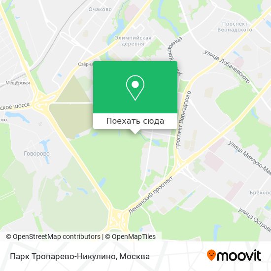 Карта Парк Тропарево-Никулино