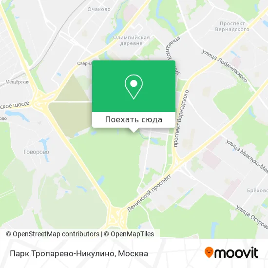 Карта Парк Тропарево-Никулино