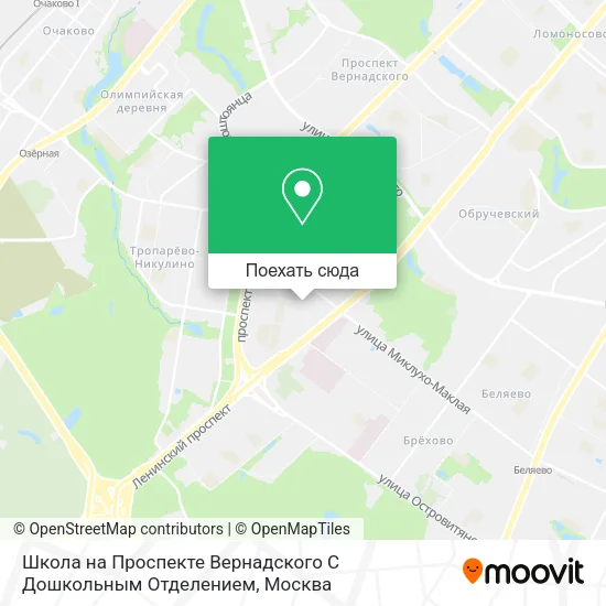 Карта Школа на Проспекте Вернадского С Дошкольным Отделением