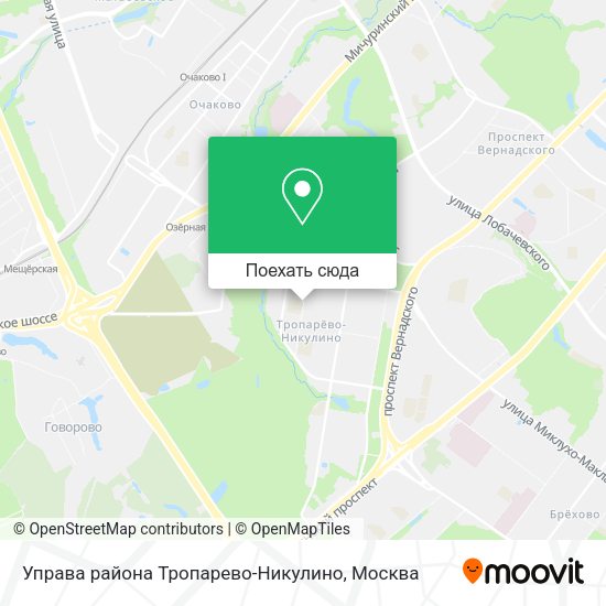 Карта Управа района Тропарево-Никулино