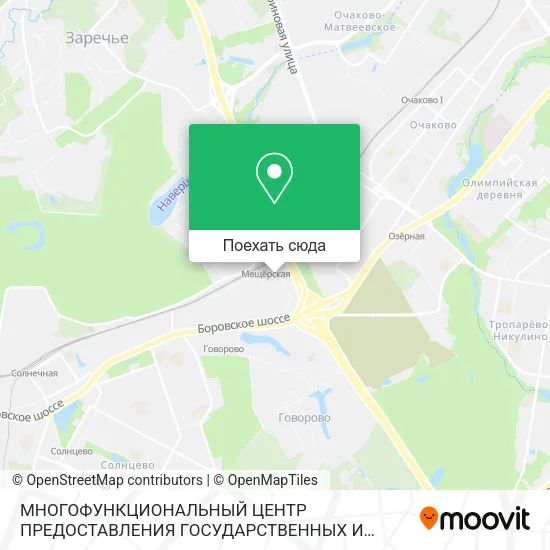 Карта МНОГОФУНКЦИОНАЛЬНЫЙ ЦЕНТР ПРЕДОСТАВЛЕНИЯ ГОСУДАРСТВЕННЫХ И МУНИЦИПАЛЬНЫХ УСЛУГ РАЙОНА СОЛНЦЕВО