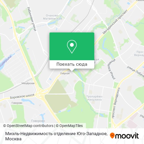 Карта Миэль-Недвижимость отделение Юго-Западное