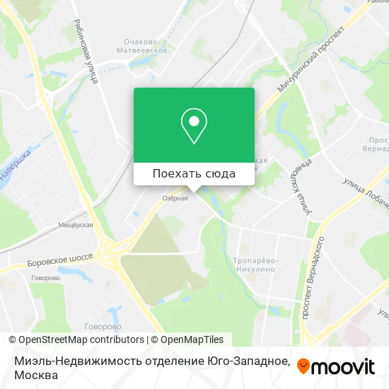 Карта Миэль-Недвижимость отделение Юго-Западное