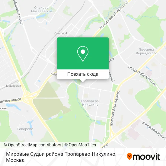 Карта Мировые Судьи района Тропарево-Никулино