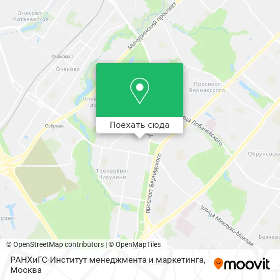 Карта РАНХиГС-Институт менеджмента и маркетинга