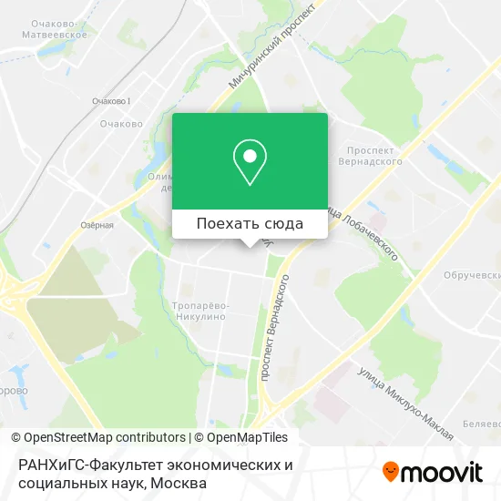 Карта РАНХиГС-Факультет экономических и социальных наук