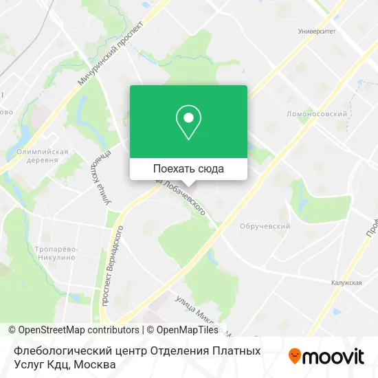 Карта Флебологический центр Отделения Платных Услуг Кдц