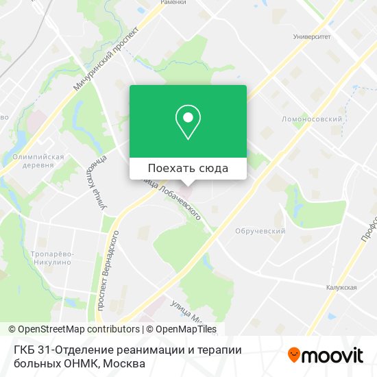 Карта ГКБ 31-Отделение реанимации и терапии больных ОНМК