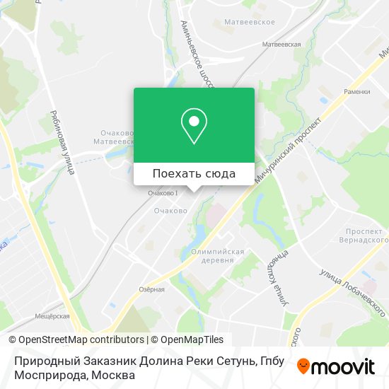 Карта Природный Заказник Долина Реки Сетунь, Гпбу Мосприрода