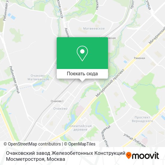 Карта Очаковский завод Железобетонных Конструкций Мосметростроя