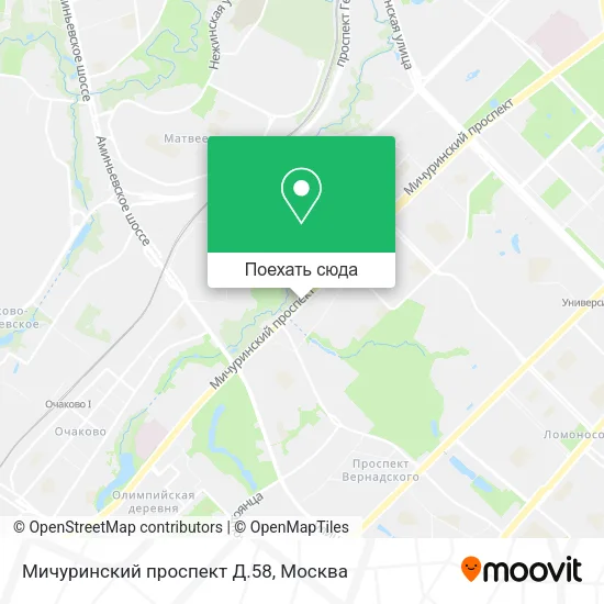 Карта Мичуринский проспект Д.58