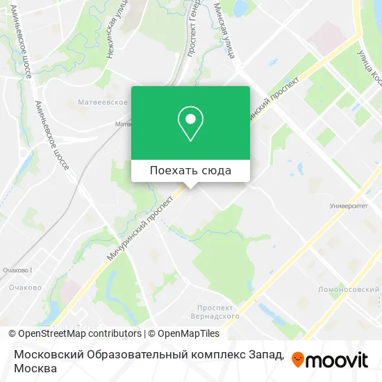 Карта Московский Образовательный комплекс Запад