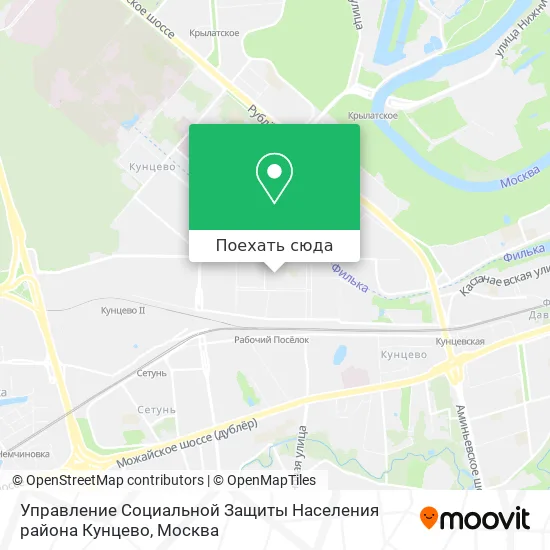 Карта Управление Социальной Защиты Населения района Кунцево