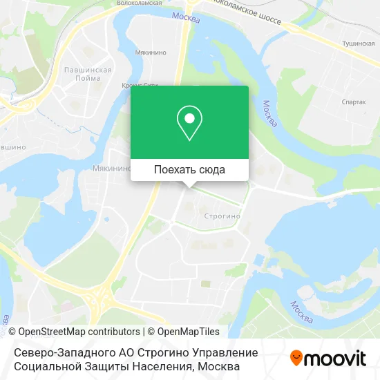 Карта Северо-Западного АО Строгино Управление Социальной Защиты Населения
