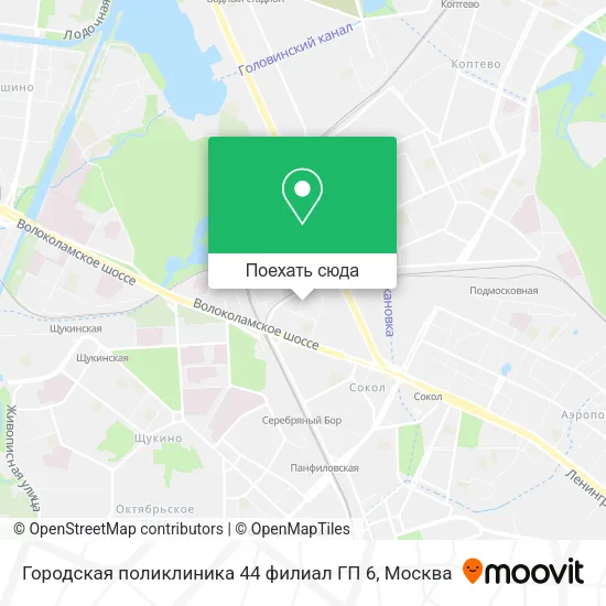 Карта Городская поликлиника 44 филиал ГП 6