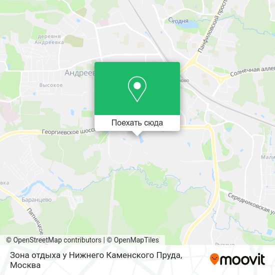 Карта Зона отдыха у Нижнего Каменского Пруда