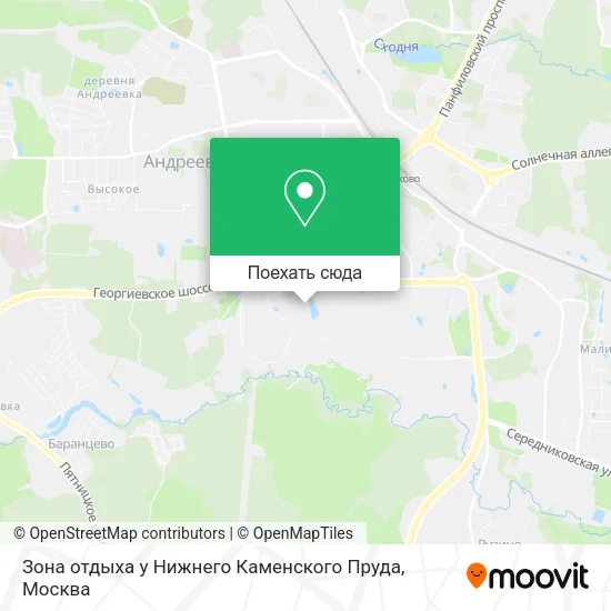 Карта Зона отдыха у Нижнего Каменского Пруда