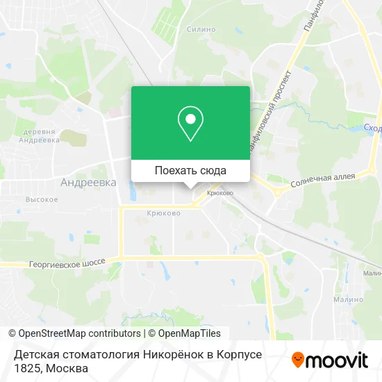 Карта Детская стоматология Никорёнок в Корпусе 1825