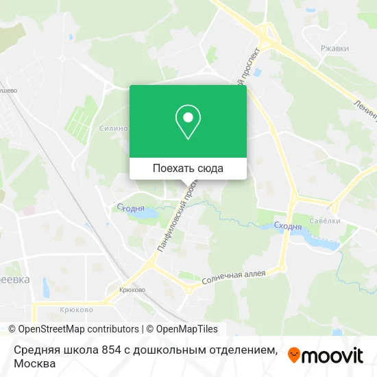 Карта Средняя школа 854 с дошкольным отделением