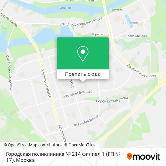 Карта Городская поликлиника № 214 филиал 1 (ГП № 17)