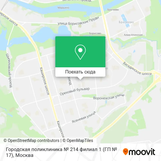 Карта Городская поликлиника № 214 филиал 1 (ГП № 17)
