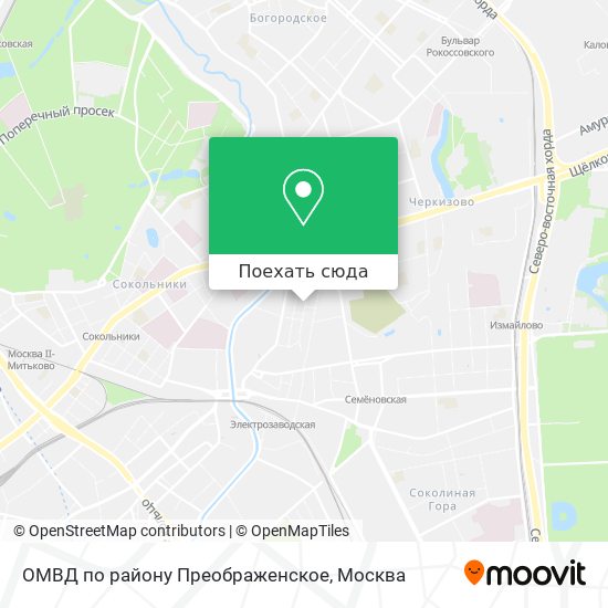 Карта ОМВД по району Преображенское