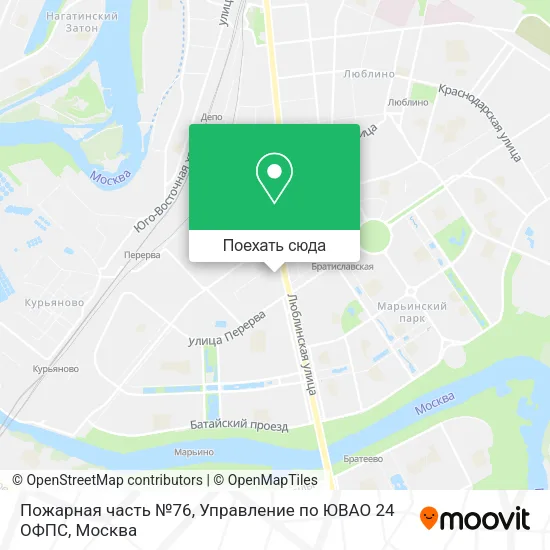 Карта Пожарная часть №76, Управление по ЮВАО 24 ОФПС