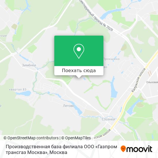 Карта Производственная база филиала ООО «Газпром трансгаз Москва»
