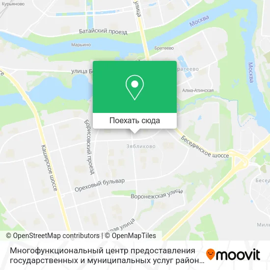 Карта Многофункциональный центр предоставления государственных и муниципальных услуг района Зябликово