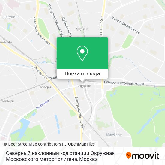 Карта Северный наклонный ход станции Окружная Московского метрополитена