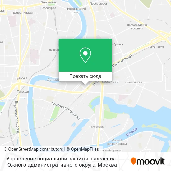 Карта Управление социальной защиты населения Южного административного округа