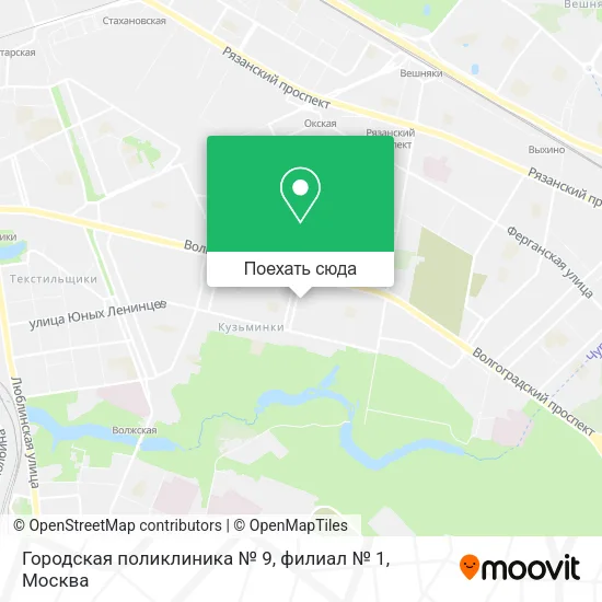 Карта Городская поликлиника № 9, филиал № 1