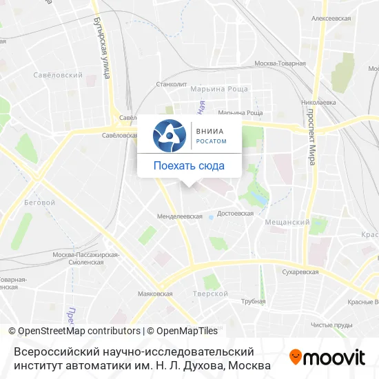 Карта Всероссийский научно-исследовательский институт автоматики им. Н. Л. Духова