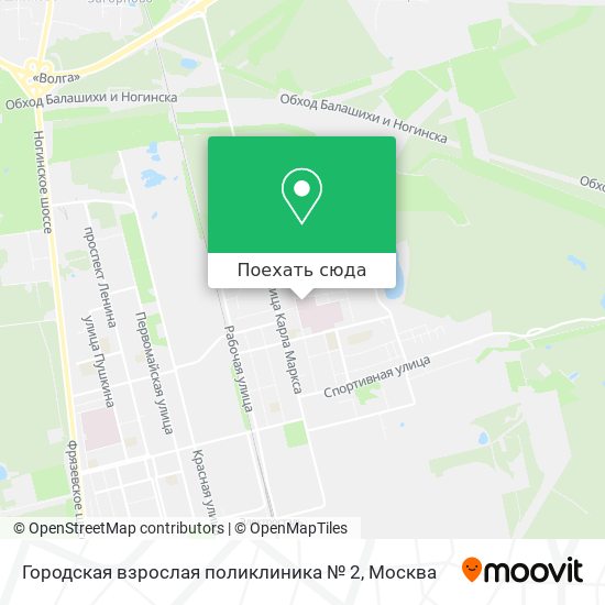 Карта Городская взрослая поликлиника № 2