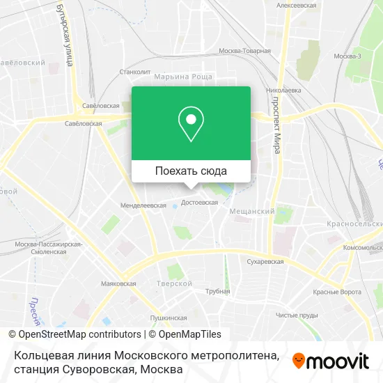 Карта Кольцевая линия Московского метрополитена, станция Суворовская