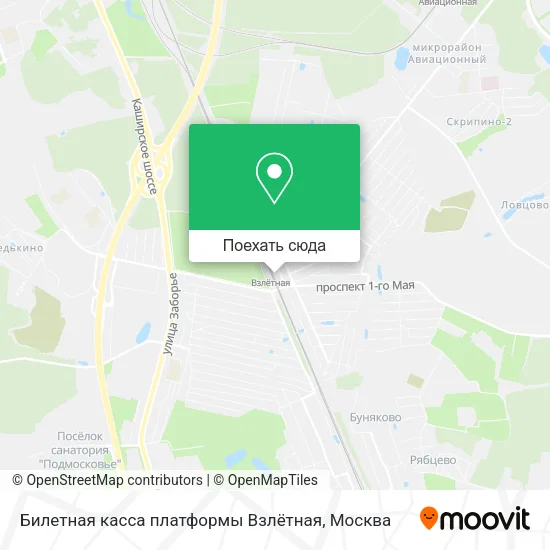 Карта Билетная касса платформы Взлётная