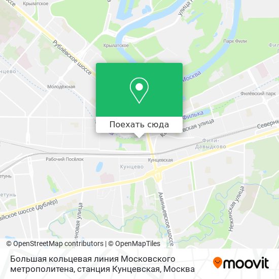 Карта Большая кольцевая линия Московского метрополитена, станция Кунцевская