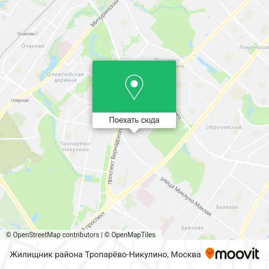 Карта Жилищник района Тропарёво-Никулино