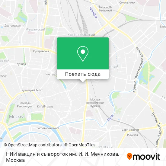 Карта НИИ вакцин и сывороток им. И. И. Мечникова