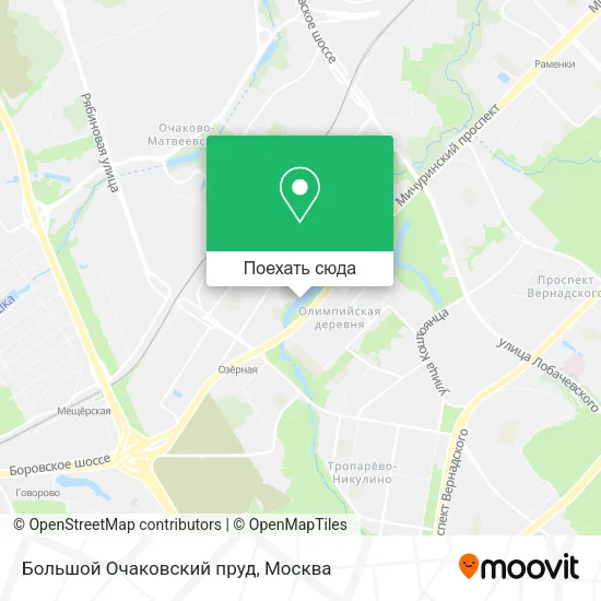 Карта Большой Очаковский пруд